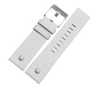 ewgrkba Neues modisches Rindslederarmband mit Nieten-Uhrenarmband, kompatibel mit Diesel DZ7313 DZ7333 7322 7257 4318 7348 7334 Ersatz(White silver buckle,26mm)