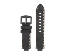 ewgrkba Rindsleder-Armband kompatibel mit Oris Aquis 7330 7740 Serie 24 x 12 mm modifiziertes konvexes Armband Schwarz Blau(Grey rice-Black,24-11mm)