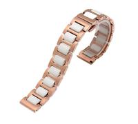 ewgrkba Schnellverschluss Edelstahl Keramik Armband Herren Damen Mode Armband 12 14 16 18 20 22mm Schwarz Weiß Roségold Uhrenarmband(Rose gold white,20mm)