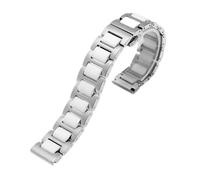 ewgrkba Schnellverschluss Edelstahl Keramik Armband Herren Damen Mode Armband 12 14 16 18 20 22mm Schwarz Weiß Roségold Uhrenarmband(Silver white,17mm)