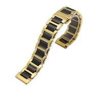 ewgrkba Schnellverschluss Edelstahl Keramik Armband Herren Damen Mode Armband 12 14 16 18 20 22mm Schwarz Weiß Roségold Uhrenarmband(Golden black,18mm)