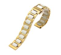 ewgrkba Schnellverschluss Edelstahl Keramik Armband Herren Damen Mode Armband 12 14 16 18 20 22mm Schwarz Weiß Roségold Uhrenarmband(Golden white,12mm)