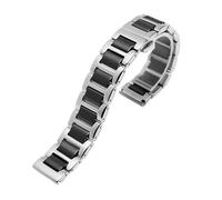 ewgrkba Schnellverschluss Edelstahl Keramik Armband Herren Damen Mode Armband 12 14 16 18 20 22mm Schwarz Weiß Roségold Uhrenarmband(Silver black,22mm)
