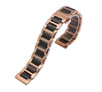 ewgrkba Schnellverschluss Edelstahl Keramik Armband Herren Damen Mode Armband 12 14 16 18 20 22mm Schwarz Weiß Roségold Uhrenarmband(Rose gold black,14mm)