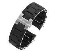 ewgrkba Silikon- und Edelstahlarmband, kompatibel mit Armani AR5906 AR5905 AR5890 AR5889 5858 5920, Herren 23 mm, Damen 20 mm, Gummiarmband(Black Silver,20mm)