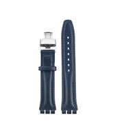 ewgrkba Uhrenarmband aus echtem Leder, kompatibel mit SWATCH YCS YAS YGS IRONY, weiches Rindsleder-Armband, 17 mm, 19 mm, Herren- und Damen-Armband mit Faltschließe(A blue SK Folding,17mm)