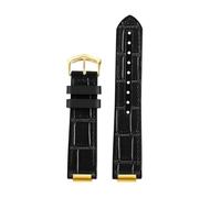 ewgrkba Uhrenarmband aus Leder mit Gummisohle, kompatibel mit CARTIER BALLON BLEU, weich und atmungsaktiv, schwarz, blau, braun, Uhrenarmband aus Rindsleder(Black -gold,20 wide 12 concave)