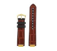 ewgrkba Uhrenarmband aus Leder mit Gummisohle, kompatibel mit CARTIER BALLON BLEU, weich und atmungsaktiv, schwarz, blau, braun, Uhrenarmband aus Rindsleder(Brown gold,18 wide11concave)