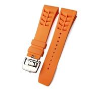 ewgrkba Uhrenarmband kompatibel mit Richard Mille RM011-Armband, schweißfest, bequem, Silikonkautschuk, 25-20 mm(Orange silvery)