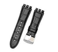 ewgrkba Uhrenzubehör StrapCompatible Mit Swatch Uhrenarmband 23mm Herren Weiches Lederarmband Strap Schwarz Braun Lederarmband(A Black,23mm black clasp)