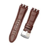 ewgrkba Uhrenzubehör StrapCompatible Mit Swatch Uhrenarmband 23mm Herren Weiches Lederarmband Strap Schwarz Braun Lederarmband(A Brown,23mm black clasp)