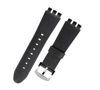 ewgrkba Uhrenzubehör StrapCompatible Mit Swatch Uhrenarmband 23mm Herren Weiches Lederarmband Strap Schwarz Braun Lederarmband(Black silicone,23mm black clasp)