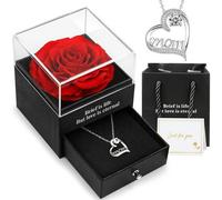 Ewige Rose 'Mom' Halskette Geschenkbox Muttertagsgeschenk Rot