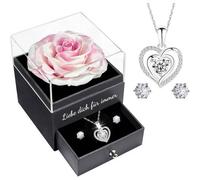 Ewige Rosen Geschenkbox mit Halskette, Ohrringen aus Sterlingsilber
