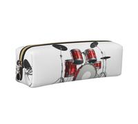 EWQrtyy Cooles Schlagzeug-Set, bedrucktes Federmäppchen, Leder-Federmäppchen, Reißverschlusstasche, Zubehörhalter, Schreibwarentasche, Geschenk zum Schulanfang, gold, Einheitsgröße, Kosmetiktasche