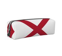 EWQrtyy Federmäppchen mit Alabama-Staatsflaggen-Druck, Leder-Federmäppchen, Reißverschluss-Tasche, Zubehörhalter, Schreibwaren-Tasche, Geschenk zum Schulanfang, silber, Einheitsgröße, Kosmetiktasche