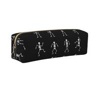 EWQrtyy Interessantes Federmäppchen aus Leder mit Skelett-Druck, Reißverschluss-Tasche, Zubehörhalter, Schreibwaren-Tasche, Geschenk zum Schulanfang, gold, Einheitsgröße, Kosmetiktasche