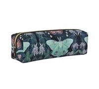 EWQrtyy Schönes Federmäppchen aus Leder mit Motten-Druck, Reißverschluss-Tasche, Zubehörhalter, Schreibwaren-Tasche, Geschenk zum Schulanfang, gold, Einheitsgröße, Kosmetiktasche