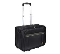 Exacompta 18534E Premium Reisetasche Exatrolley mit 4 Hauptfächern vielen Innentaschen 2 USB Anschlüsse und ausziehbarem Trollygriff wasserabweisend ideal für Privat- und Geschäftsreisen, schwarz