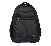Exacompta 18634E Premium Rucksack Exabusiness mit 15,6" Laptopfach, ausziehbarer Trolleygriff und Rollen, wasserabweisend mit zahlreichen Taschen ideal für Schule, Uni, Arbeit und Reisen schwarz