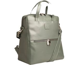 Exacompta Lady Exactive Laptoprucksack Grau aus Rindsleder, bis 14" gepolstert, 3 Tragearten, wasserabweisend, silberne Beschläge