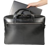Exacompta Laptopumhängetasche +2 Fächern schwarzem Leder Exactive Schwarz 17537E