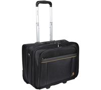 Exacompta 18534E Premium Reisetasche Exatrolley mit 4 Hauptfächern vielen Innentaschen 2 USB Anschlüsse und ausziehbarem Trollygriff wasserabweisend ideal für Privat- und Geschäftsreisen, schwarz