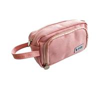 EXAOMBLE 1stück Pinker Studentischer Stiftetui Großes Doppelstöckiges Und Strapazierfähiges Federmäppchen Canvas Für Lehrer Und Schüler Praktischer Aufbewahrungshalter Für