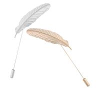 EXAOMBLE 2 Stück Vintage Feder Anstecknadeln aus Legierung Wiederverwendbar und Auffällig für Business Events und Hochzeiten Gold und Silber