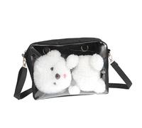 EXAOMBLE Transparent Schultertasche Damen mit Verstellbarem Schultergurt Langlebige Oxford Umhängetasche Sichere Reißverschlussöffnung und Durchsichtige Front für Stilvolle