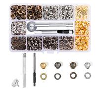Exbrith 400 Stück Ösen Werkzeug Kit, Metallösen Grommet, Ösen Tool, für Planen, Zelte, Vorhänge, Rucksäcke, Lederhandwerk, Dekoration, Schuhe, Inklusive Drei Werkzeugen und Einer Aufbewahrungsbox