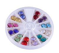 EXCEART Glas Geburtsstein- Charms Anhänger 12 Farben Sternzeichen Kristall Edelstein Charme Perlen für DIY Handwerk Halskette Armband Schmuckherstellung 24 Stück