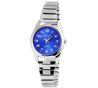 Excellanc Armbanduhr Damen Silber Edelstahl Analog | Damenuhr mit großem Ziffernblatt & Zugarmband für Senioren | Damenarmbanduhr klassisch blau Silber - Quarzuhr günstig