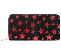 Excellanc Damen Geldbörse Kunstleder Schwarz Rot Sterne Format 19 x 10 cm