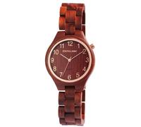 Excellanc Damen-Holzuhr Faltschließe Analog Quarz 1800236 (rotes Sandelholz)