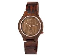 Excellanc Damen-Holzuhr Faltschließe Leuchtzeiger Analog Quarz 1800237 (Sandelholz Roségoldfarbig)