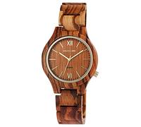 Excellanc Damen-Holzuhr Faltschließe Leuchtzeiger Analog Quarz 1800237 (Zebraholz)