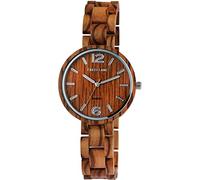 Excellanc Damen-Holzuhr Leuchtzeiger Faltschließe Analog Quarz 1800235 (Zebraholz)