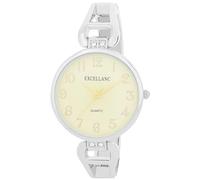 Excellanc Damen-Spangenuhr Armreif-Metallarmband lesbare Ziffern Analog Länge 15 cm Quarz-Armbanduhr Geschenkidee für Frauen (Silber/Gold)