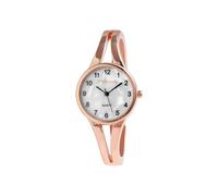Excellanc Damen-Spangenuhr Metall Armreif Perlmutt Zifferblatt Länge 18 cm roséfarbig weiß Perlmutt Quarz-Armbanduhr