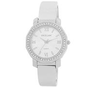 Excellanc Damen-Spangenuhr Metall Armreif Römischen Ziffern Länge 15 cm Quarz-Armbanduhr Geschenkidee für Frauen (Silber/Weiß)
