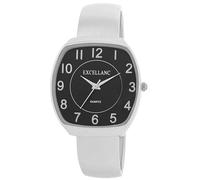 Excellanc Damen-Spangenuhr Metallarmband Armreif lesbare Ziffern eckiges Gehäuse Länge 15 cm Quarz-Armbanduhr Geschenkidee für Frauen (Silber/Schwarz)