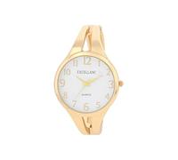 Excellanc Damen-Spangenuhr Metallarmband Spangenarmband Armreif lesbare Ziffern Rund Länge 15,5 cm Quarz-Armbanduhr Geschenkidee für Frauen (Gold/Weiß)