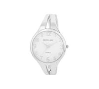 Excellanc Damen-Spangenuhr Metallarmband Spangenarmband Armreif lesbare Ziffern Rund Länge 15,5 cm Quarz-Armbanduhr Geschenkidee für Frauen (Silber/weiß)