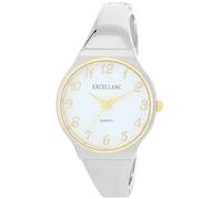 Excellanc Damen-Spangenuhr Metallarmband Spangenarmband poliert Armreif lesbare Ziffern Rund Länge 15,5 cm Quarz-Armbanduhr Geschenkidee für Frauen (Silber/Weiß/Gold)