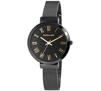 Excellanc Damen-Uhr Edelstahl Meshband Hakenverschluss Analog Quarz 1300036 (schwarz goldfarbig)