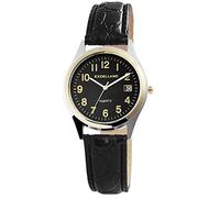 Excellanc Damen-Uhr Kunstleder Armband Dornschließe Datum Analog Quarz 2900217 (schwarz silberfarbig goldfarbig)