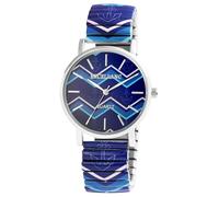 Excellanc Damen-Zugbanduhr Edelstahl Ø 36 mm Motiv Bunt Print Analog Quarz 1700060 (Blau 2)