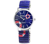 Excellanc Damen-Zugbanduhr Edelstahl Ø 36 mm Motiv Bunt Print Analog Quarz 1700060 (Blau)