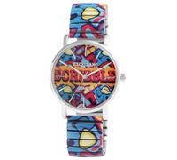 Excellanc Damen-Zugbanduhr Edelstahl Ø 36 mm Motiv Bunt Print Analog Quarz 1700060 (Hellblau Gelb Pink)